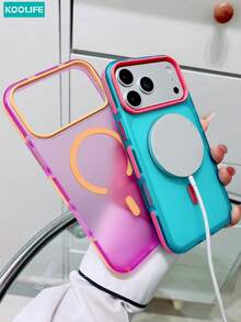 KOOLIFE 1pc Luxury Magnetic Wireless Charging Phone Case, Dopamine Color Full Coverage Shockproof Protective Shell, Compatible With IPhone 18 Pro Max, 17, 17 Pro Max, 16 Pro, 15 Pro Max, 13 Pro, 15, 14, 14 Pro, 13 - Sky Blue - View 6