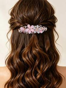 1pc Elegant Rhinestone Flower Decor Hair Clip, Pink Claw Hair Clip Hairpin, Sweet & Cute Hair Accessory, Valentine's Day Headpiece Accessory, Suitable For Wedding, Party, Birthday, Gift For Girlfriend, Mom - Multicolor - View 9