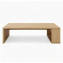 Mesa de Centro Moderna de Roble Claro 55x90x45cm, Mesa Rectangular con Patas de Panel y Base en U, Estructura Resistente y Estable, Fácil de Armar, Ideal para Decoración y Organización de Sala y Hogar - Amarillo Mostaza - Ver 2