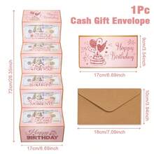 1 Set/4 Sets Pink & Black Glitter Birthday Money Pull Card, Cake-Shaped Foldable Cash Gift Box, Birthday Party Surprise Money Pull Greeting Card Gift Supplies - Multicolor - View 10