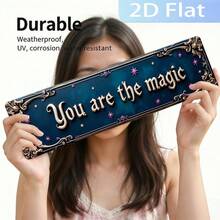 Vintage "Inspirational Magic Theme Text" Iron Flat Sign 4x16 Inches, Ideal For Indoor/Home, Garage, Bar, Street Daily And Easter Decor, Decorative Sign And Plaque, 2D Flat - Multicolor - View 5