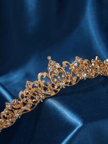 Crystal Crown Tiara For Women – Tiaras For Women With Rhinestones – Crown For Wedding Bridal, Party Crown Bride - Gold - View 3