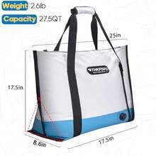 THKFISH - Bolsa enfriadora de pescado con aislamiento para peces capturados, bolsa enfriadora de pescado impermeable de 40 x 16 x 6.5 pulgadas - AZUL25 x 17.5 x 10 pulgadas - Ver 3