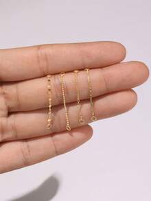 1PC 925 Sterling Silver Dangle Chain Attachment Beaded Nose Chain Double/Triple Layer Chain Connector Dangle Helix Cartilage Chain Accessory - Gold - View 3