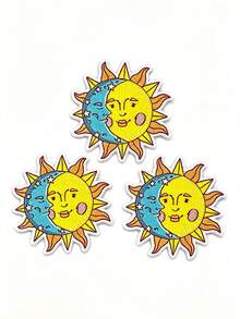 1pc/2pcs/3pcs/4pcs Hippie Sun Moon Face Embroidered Iron‑On Patch, Celestial DIY Applique For Denim Jacket Backpack Clothing Decoration - Multicolor - View 12