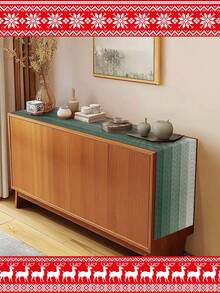 1pc, Faux Linen Material Table Runner, Modern Living Room Dining Mat Tablecloth, Dry Cleanable, Machine Washable, Suitable For Kitchen Dining Table Party Wedding Decoration Linen Vintage Style, Suitable For Entryway, Family Gathering, Coffee Table, Living Room - Olive Green - View 6
