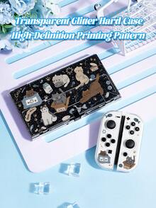1pc Hand-Painted Cat Pattern, Suitable For New Switch2 (2025)/Switch OLED Game Console Accessories Transparent Glittery Shiny Protective Shell, Suitable For Joycon Controller Protective Case, Protect Your Beloved Console, The Best Gift For Switch Players - Multicolor - View 3