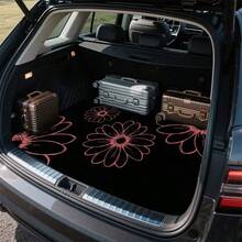 1pc Car Trunk Mat - Fashionable Crystal Velvet Design, Pink Sunflower Pattern, Suitable For SUV And Sedan, Keep Your Vehicle Clean And Tidy, Car Interior Accessories |Minimalist Design|Exquisite Appearance - Sunflower - View 10