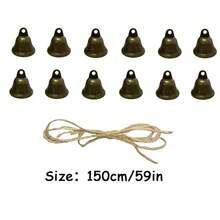 Creative Doorbell Hanging Ornament DIY Hemp Rope Wind Chime Witch Bell Door Handle Protector Hand Hook Wind Chime Suitable For Christmas, Halloween, Easter Decoration - Bronze Bell - View 5