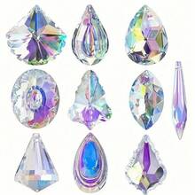 10pcs Colorful Crystal Pendant Lights, Beaded Hanging Prism Glass Decor Components, Sun Catcher, Home/Car Decoration - 10pcs Pendants - View 8