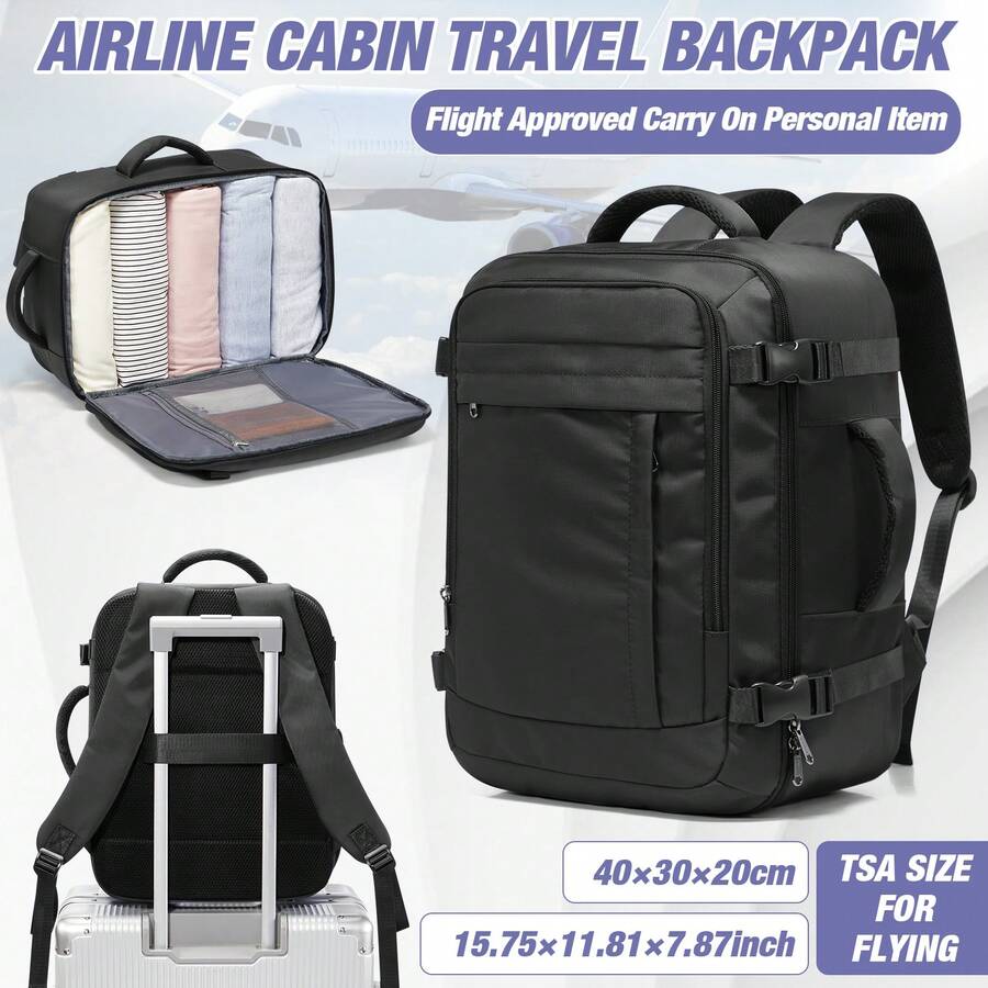 Airline Standard Vacuum Compression Travel Backpack, 40*30*20cm Carry-On Backpack, Large Capacity Weekend Bag, Waterproof Multi-Compartment Backpack, Fits 15.6-Inch Laptop For Air Travel, Business Travel And Overnight - Multicolor - View 1