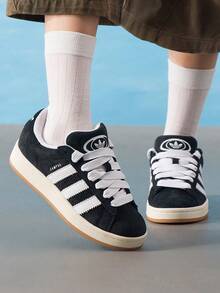 Adidas Originals 男女通用經典極簡滑板鞋 CAMPUS 00s 輕量舒適透氣運動休閒鞋 JQ4111 - 黑色/白/漢玉白 - 查看 3