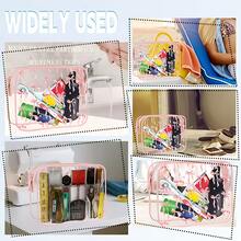 1pc Pink Cute Bow Print Transparent Makeup Bag, Baby Clothes Storage Bag, Waterproof PVC Transparent Toiletry Storage Bag, Portable Cute Girls Daily Use Cosmetic Storage Bag, Baby Room Decor - Multicolor - View 5