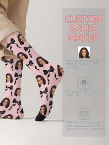 1 Pair Customizable Men's Mid-Calf Socks With Personalized Face Pattern, Can Print Any Face On Socks, Personalized Photo Socks, Fun Customized Image Mid-Calf Socks, Suitable For Valentine's Day, Birthday, Gift-Giving, Daily Holidays And Other Occasions, Personalized Customization - Multicolor - View 9