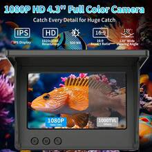 4.3 Inch 1080P Underwater Fishing Camera Fish Finder, IP68 Waterproof Infrared Night Vision 120° Wide‑Angle, 5000mAh Rechargeable Underwater Video Camera For Ice Sea Lake Shore Fishing(10m/30m) - Black - View 2