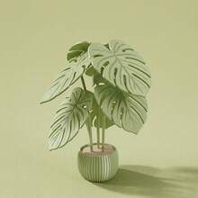 6Pcs Monstera Leaf Coaster Set With Planter Holder, Modern Green Stackable Non-Slip Beverage Coaster Set, Suitable For Living Room Office Desktop, Aesthetic Style - Multicolor - View 1