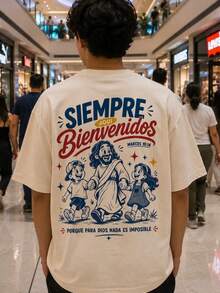 Camiseta de manga corta para hombre de verano, 100% poliéster, estilo versátil, ajuste amplio, peso 180 gramos, 1 pieza - Albaricoque - Ver 1