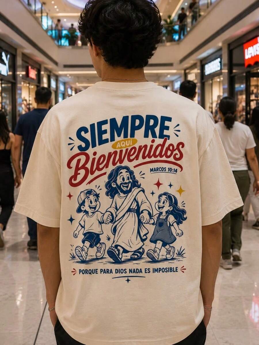 Camiseta de manga corta para hombre de verano, 100% poliéster, estilo versátil, ajuste amplio, peso 180 gramos, 1 pieza - Albaricoque - Ver 1