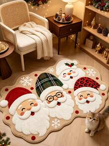 1pc Different Santa Claus Rug, Welcome Mat, Carpet, Floor Mat, Outdoor Door Mat, Kitchen Rug, Home Decor, Front Door Mat, Area Rug, Outdoor Mat, Home Decor, Area Rug, Garden Rug, Washable Rug, Christmas Gift - Multicolor - View 2