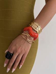 5pcs Minimalist Open Cuff Bracelet Set, Vintage Asymmetrical Twisted Stackable Bracelets, Fashion Daily Jewelry Gift For Women - Multicolor - View 2