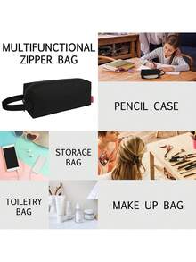 Pencil Case Storage Bag, Waterproof Portable Pencil Pouch, Minimalist Office Stationery Bag With Handle, Back To School Supplies - A - View 5