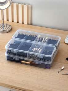 1pc 4-Compartment Transparent Storage Box, Suitable For Jewelry, Hair Accessories And Hair Clips, Practical Dust-Proof Desktop Organizer - Multicolor - View 7