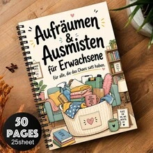 Sổ tay lò xo dọn dẹp nhà cửa "Decluttering & Organizing For Adults", sổ nhật ký tổ chức nhà cửa A5 kẻ ngang, 50 trang 25 tờ, 1 cuốn - A5 - Xem 2