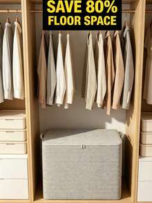 Fabric Clothes Storage Box, Large Capacity Linen Organizer Bin With Lid And Handles, Foldable Wardrobe Storage Container, Can Hold 50 Shirts, Space-Saving, Dust-Proof, Suitable For Bedroom Closet, Dorm, Home Clothing Sorting, Ideal For Adult Daily Clothing Organization - Multicolor - View 4