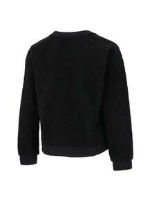 Under Armour Women's Mission Boucle Crew Neck Long Sleeve Sweatshirt Loose Woven Pullover 1367056-001 - Black - View 7