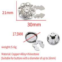 Crystal Alloy Copper Flower Button Set - Silver - View 5