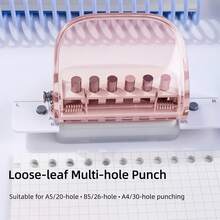 1pc 6-Hole Loose Leaf Hole Puncher, Suitable For A5/B5/A4, Ruler Design For Easy Punching, Portable With Debris Collection Box Loose-Leaf Book DIY Binding Supplies - A - View 9