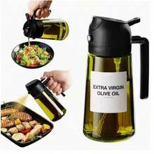 2/1pc 16oz/470ml Kitchen Olive Oil Dispenser Bottle With Stickers, 2-In-1 Olive Oil Spray Bottle, Suitable For Cooking, Air Fryer And Salad - View 3