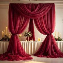 1 Roll 50m Wedding Arch Hanging Fabric, Red Material, Suitable For Decorating Weddings, Parties, Tabletops, Ceilings And Holiday Backgrounds. Wedding Decorations, Party Backgrounds, Romantic Arrangements, Decorative Hanging Cloth, Smooth Texture, High-Quality Curtain, Hanging Gauze, Backdrop Fabric, Suitable For Event Planners And Holiday Shoppers. - View 13