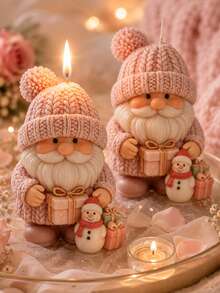 3D Knitted Hat Santa Claus Silicone Candle Mold, Christmas Gift Box & Snowman Model, Christmas Scented Candle Aromatherapy Stone Resin Holiday Craft - Santa Claus Candle Mold - View 2
