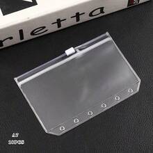1件 A5/A6/A7 透明 PVC 拉鍊活頁夾口袋，耐用防水，6環設計，方便整理文件、照片、現金，適合居家、辦公室、旅行活頁夾收納袋，可存放文具、票券、學校用品，開學季適用 - 透明 - 查看 18