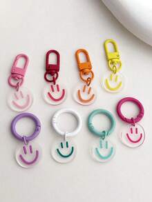 Cute 8pcs Women's Smile Shaped Multicolor Candy Color Car Earphone Keychain, Fashionable Keyring Suitable For Daily Outfit Keychain Gift Souvenir Car Accessories Bag Charm School Goth Y2k - Multi-color - View 2