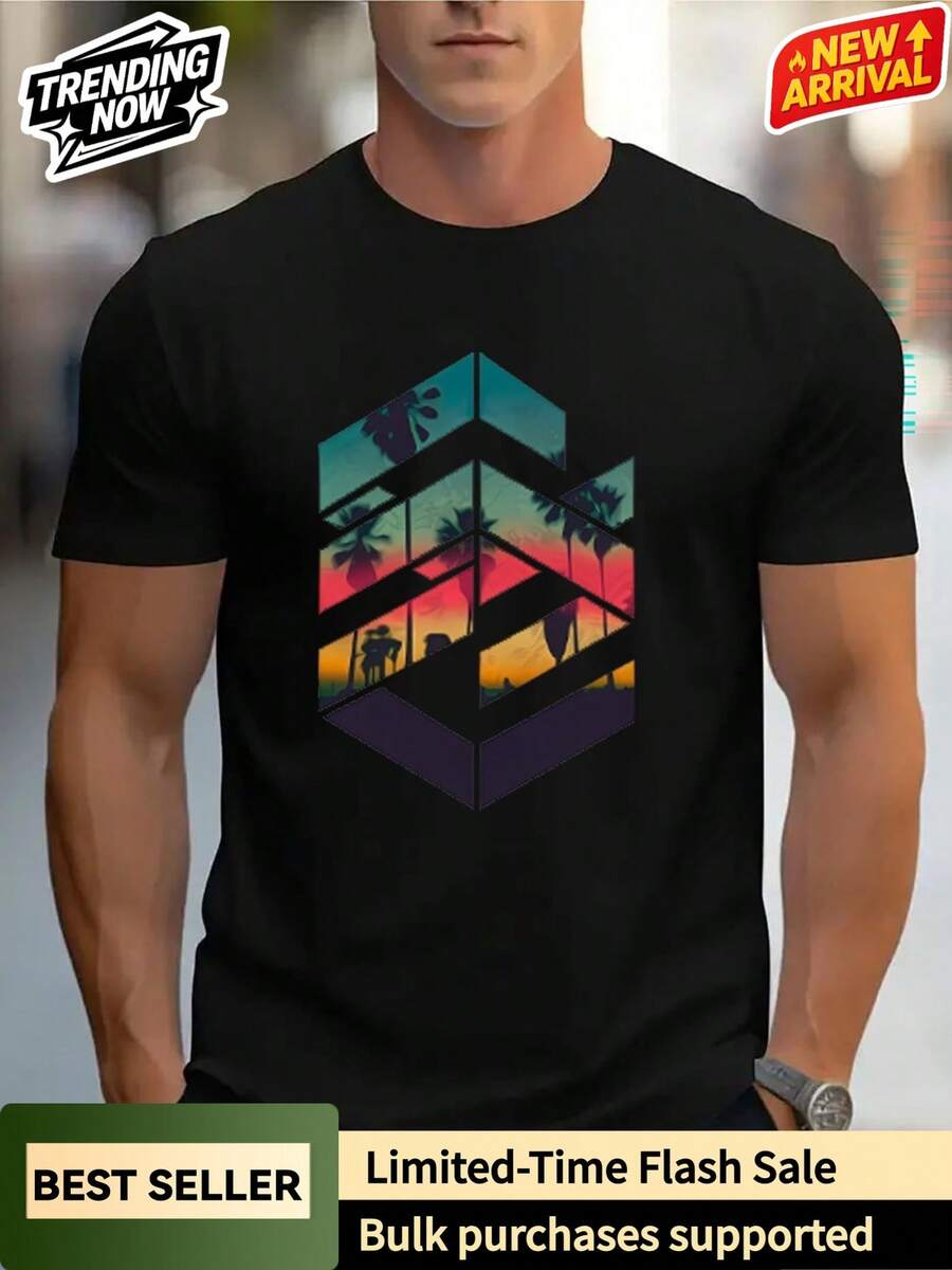 Men T-Shirts - 黑色 - 查看 1
