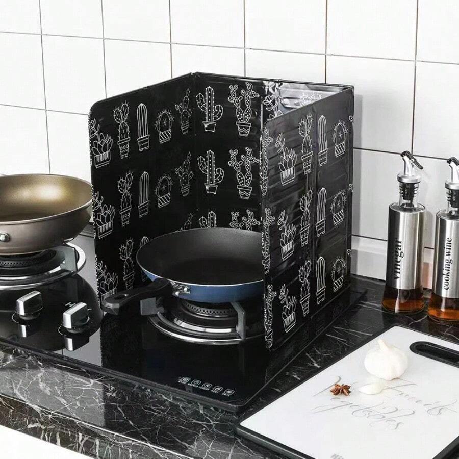3pcs Portable Frying Pan Oil Splash Guard, Foldable Aluminum Gas Stove Oil Baffle, Kitchen Accessories - A - View 1
