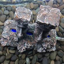 Aquarium Bubble Decor Fish Tank Ornament Aquarium Air Stone Decoration Easter Island Moai Statue (Grey - Moai - Air Stone) - Style A - View 2