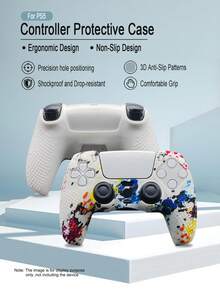 1 个 PlayStation 5 控制器硅胶套，水转印设计，防滑防刮防汗抓握增强，底部大开口用于充电底座直接充电 - 彩色 - 查看 2