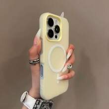 夏季清新色果凍感 2 合 1 磁吸手機殼，相容 iPhone 16 17 16e 17e，磨砂手感防摔硬殼，相容 iPhone 15 14 13 11 16 Pro Max 17 Pro Max 12 - 淺黃色 - 查看 4