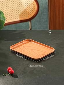 Light Wood Grain Tray, Used For Holding Food, Snacks, Drinks, Breakfast, Coffee, Rectangular Serving Tray, Durable Plastic PP Material - Brown - View 13