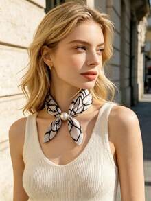 1 buah Kalung Syal Magnetik Motif Bunga Minimalis, Syal Leher Longgar dengan Liontin Mutiara, Syal Sutra Ringan, Aksesori Serbaguna, Perhiasan Multifungsi, Hadiah Liburan - Warna-warni-3 - View 16