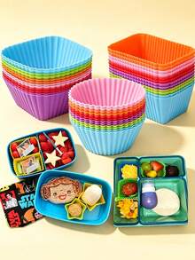4/15/36pcs/Set Silicone Muffin Cups, Reusable Cupcake Liners, Non-Stick Cake Molds, Heat-Resistant Oven Baking Cups, Silicone Lunch Box Dividers Lunch Accessories Set, Back To School Supplies, Suitable For Home DIY Baking - Multicolor - View 1
