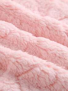 1pc Toddler Cute Stylish Casual Sweet Sporty Fashion Minimalist 3D Heart Print Warm Fleece Hooded Cardigan Jacket Coat Autumn Winter - Baby Pink - View 9