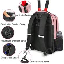 1pc Large Capacity Tennis Backpack With Separate Shoe Compartment, Waterproof Sports Racket Bag For Pickleball, Badminton, Gym, Fitness & Travel - Multicolor - View 5