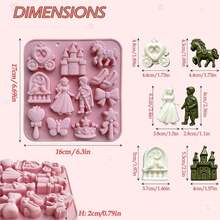 Fairy Tale Princess Silicone Mold 3D Castle Prince Princess Chocolate Mold 12-Cavity Prince Bowknot Crown Ice Cube Mold, Suitable For Candy Fondant Cake Decoration DIY Handmade Soap Candle Crafts - View 4