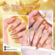 Beetles 6 Colors Cat Eye Gel Polish Set, Fall Retro Honey Gold Glitter, Mustard Yellow Amber Brown Shimmer Magnetic Effects, Soak Off UV LED Nail Art For DIY Manicure - 6色復古蜂蜜金閃粉貓眼 - 查看 7