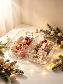 1 Set Transparent Multi-Function Storage Box Set, Suitable For Storing Cosmetics And Holiday Supplies, Plastic Storage Box, Can Be Used In Bathroom And Dormitory, Home Decor Storage, Room Decor, Christmas Back To School Gift - Multicolor - View 6