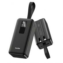 BASIKE Power Bank 30000mAh com SuperCharge 22.5W e Cabo Duplo USB-C + Lightning Integrado – Recarga Rápida para Todos os Dispositivos - Preto - Visão 9